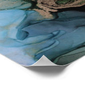 グリーンブラック抽象芸術アルコールインクポスター ポスター (角)