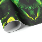 グリーンブラック抽象芸術花 ラッピングペーパー (ロールコーナー)