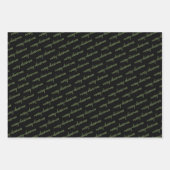 グリーンブラック水玉模様ポインセチア・メリークリスマス ラッピングペーパーシート (正面3)