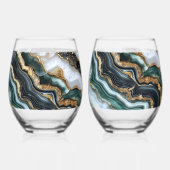 グリーンブラック金ゴールドホワイトゲード ステムなしワイングラス (正面)