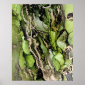 グリーンブラック金ゴールドユニークアルコールインク ポスター (正面)