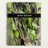 グリーンブラック金ゴールド抽象芸術アート プランナー手帳 (正面)