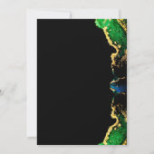 グリーンブラック金ゴールド結婚式の日付を保存 セーブザデート (裏面)