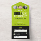 グリーンブラック30th誕生日パーティーカスタム写真 オールインワン招待状 (内側)