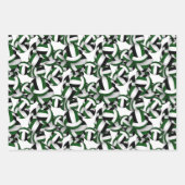 グリーンブラック3 pcコーディネートバレーパターン ラッピングペーパーシート (正面)