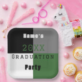 グリーンブラック&ホワイトカスタム卒業式パーティー ペーパープレート (パーティー)