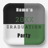 グリーンブラック&ホワイトカスタム卒業式パーティー ペーパープレート (正面)