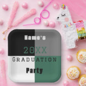 グリーンブラック&ホワイトカスタム卒業式パーティー ペーパープレート (パーティー)