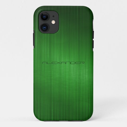 グリーンブラッシュアルミニウムメタルルックモノグラム Case-Mate iPhoneケース (裏面)