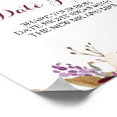 グリーンブラッシュ バーガンディ フラワーデートジャーサイン ポスター (角)