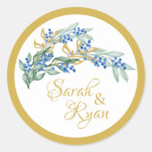 グリーンブランチラウンド結婚式用シール ラウンドシール (正面)