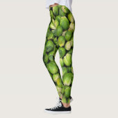 グリーンブリュッセルズ・スプラウト柄 面白い野菜 レギンス (左)