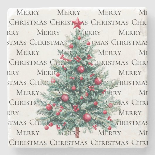 グリーンブルゴーニュのクリスマスツリーオーナメント ストーンコースター (正面)