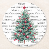 グリーンブルゴーニュのクリスマスツリーオーナメント ラウンドペーパーコースター (正面)