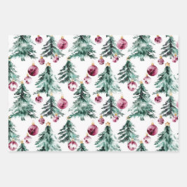 グリーンブルゴーニュのクリスマスツリーオーナメント ラッピングペーパーシート