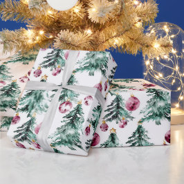 グリーンブルゴーニュのクリスマスツリーオーナメント ラッピングペーパー