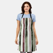 グリーンブルゴーニュストライプーのクリスマス エプロン (着用した状態)