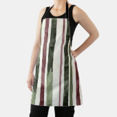 グリーンブルゴーニュストライプーのクリスマス エプロン (インサイチュ)