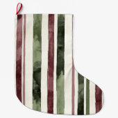 グリーンブルゴーニュストライプーのクリスマス ラージクリスマスストッキング (正面)