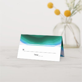 グリーンブルーのアゲテ結婚スライスの葉の折り曲げ護衛 プレイスカード