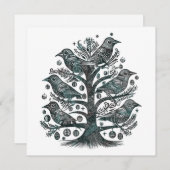 グリーンブルーのクリスマスツリーに登場する木鳥 シーズンカード (正面/裏面)