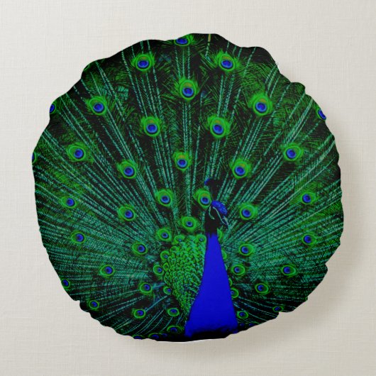 グリーンブルーイエローピーコ素晴らしック ラウンドクッション (裏面)