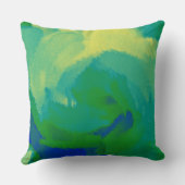 グリーンブルーイエロー抽象芸術 クッション (裏面)