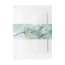 グリーンブルーウォーターカラーベリーブランチ 招待状ベリーバンド