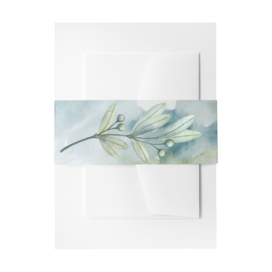 グリーンブルーウォーターカラーベリーブランチ 招待状ベリーバンド (正面例)