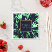 グリーンブルーウォーターカラーボタニカルグラムシエレガントック スタンダードカクテルナプキン (インサイチュ)