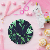 グリーンブルーウォーターカラー植物性グラムウェディングパーティー ペーパープレート (パーティー)