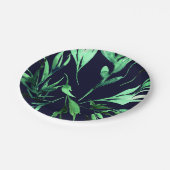 グリーンブルーウォーターカラー植物性グラムウェディングパーティー ペーパープレート (アングル)