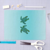 グリーンブルーウォーターカラー海2ウミガメ 薄葉紙 (クラフト)