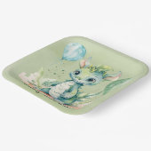 グリーンブルーウォーター色ドラゴンボーイベビーシャワー ペーパープレート (傾斜あり)