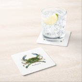 グリーンブルーカニ航海のコースタルショットグラス スクエアペーパーコースター (インサイチュ)
