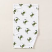 グリーンブルーカニ航海の沿岸浴用タオルセット バスタオルセット (ハンドタオル)