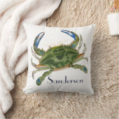 グリーンブルーカニ航海の沿岸 クッション (ブランケット)