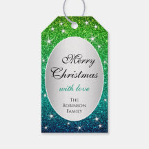 グリーンブルーグラデーショングリッタースパークスタークリスマス