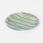 グリーンブルーグレーホワイトウォーター色のストライプ ペーパープレート (アングル)