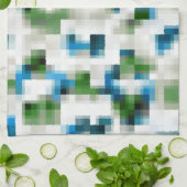 グリーンブルーグレー白抽象芸術パターン キッチンタオル (折り畳み)