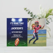 グリーンブルーサッカー誕生日招待状写真 招待状 (スタンド正面)