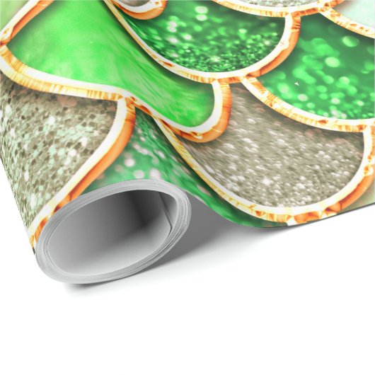 グリーンブルーシャイニーグラデーショングリッターマーメイドはかりで測 ラッピングペーパー (ロールコーナー)