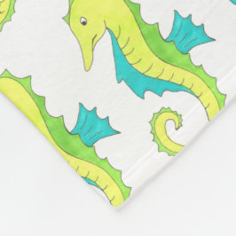 グリーンブルーシーホースシーホース海マリンライフ フリースブランケット