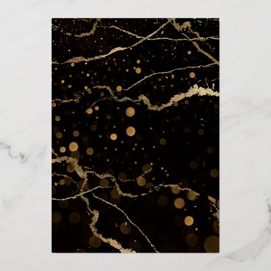 グリーンブルースカイ銀河系マーブル金ゴールド結婚ズ 箔招待状 (裏面)