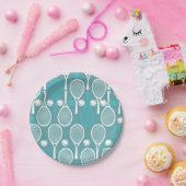 グリーンブルーテニスラケット柄プレイヤーの誕生日 ペーパープレート (パーティー)