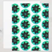 グリーンブルートロピカルフラワーパターンスクラップブック紙 (正面/裏面)
