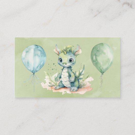 グリーンブルードラゴンウォーター色のボーイブーブックベビー エンクロージャーカード (裏面)