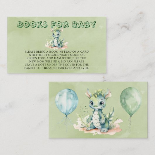 グリーンブルードラゴンウォーター色のボーイブーブックベビー エンクロージャーカード (正面/裏面)