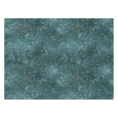 グリーンブルーナイトスカイティール（緑がかった色）金ゴールド星模様 テーブルクロス (正面(横))