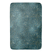 グリーンブルーナイトスカイティール(緑がかった色)金ゴールド星模様 バスマット (正面縦)